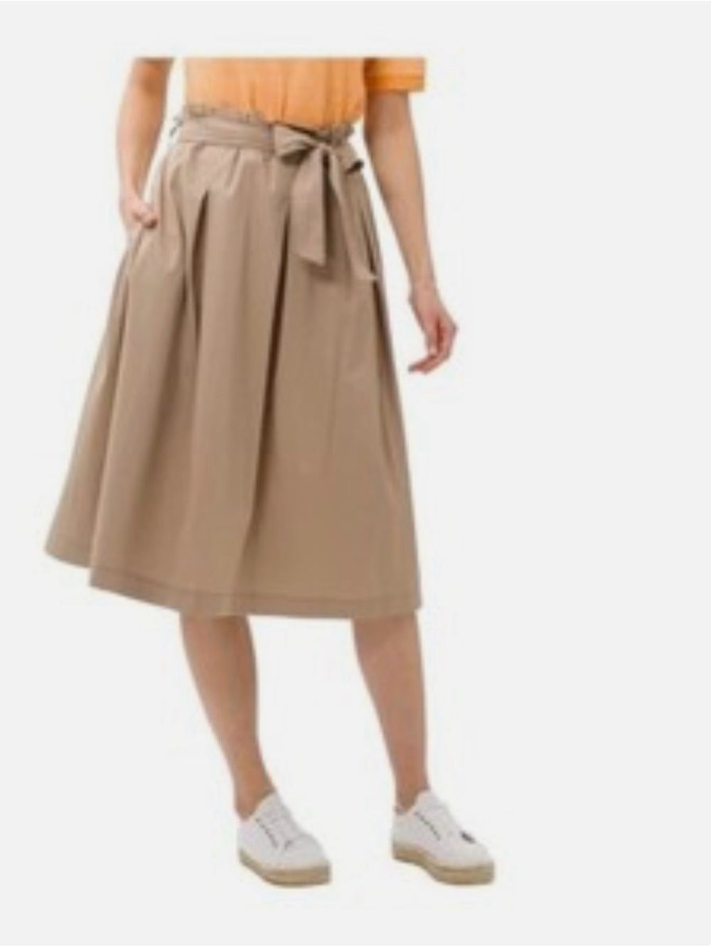 Banana Republic Tan Midi A-Line Skirt with Tie Belt